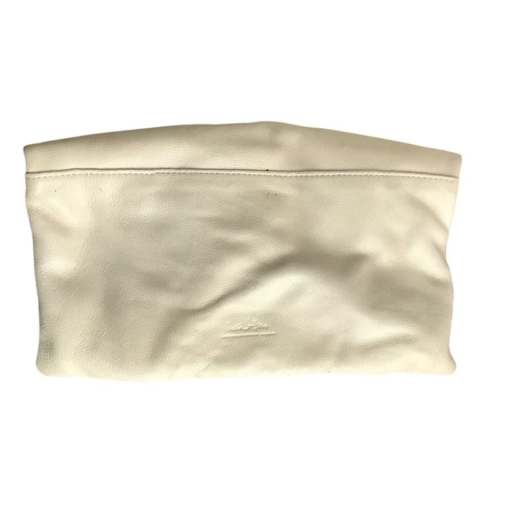 India Hicks Clutch Women OS‎ Cream Leather Foldover Beetle Print Tassel Bag